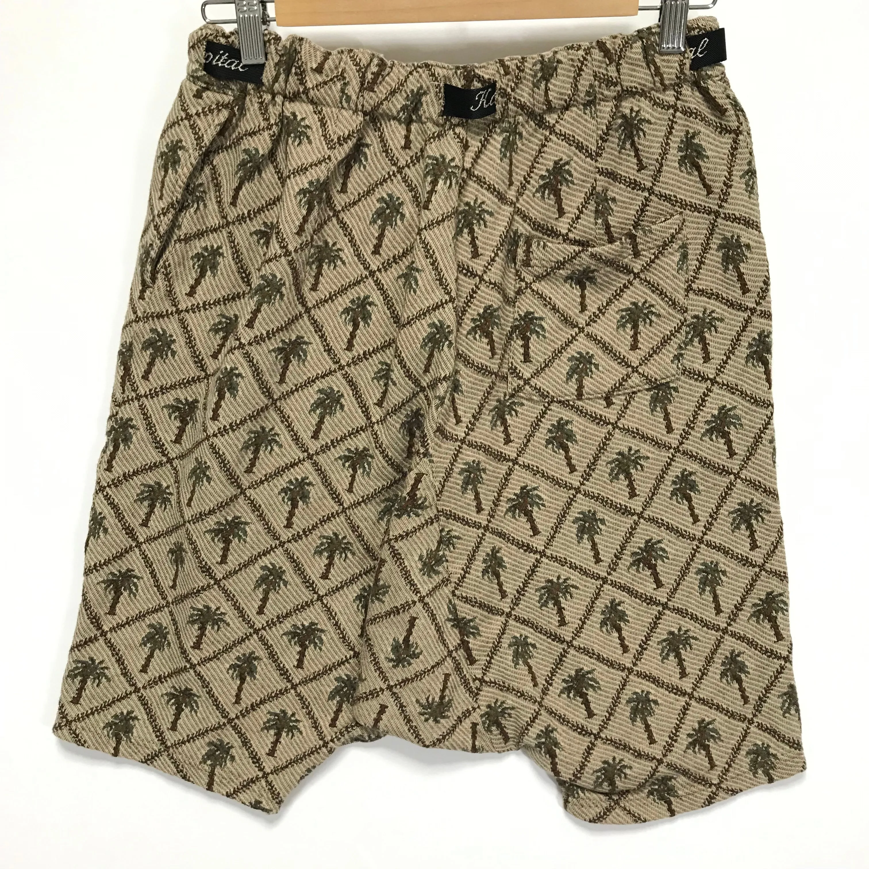 [1] Kapital Palm Tree Jacquard Belted Drop Crotch Shorts