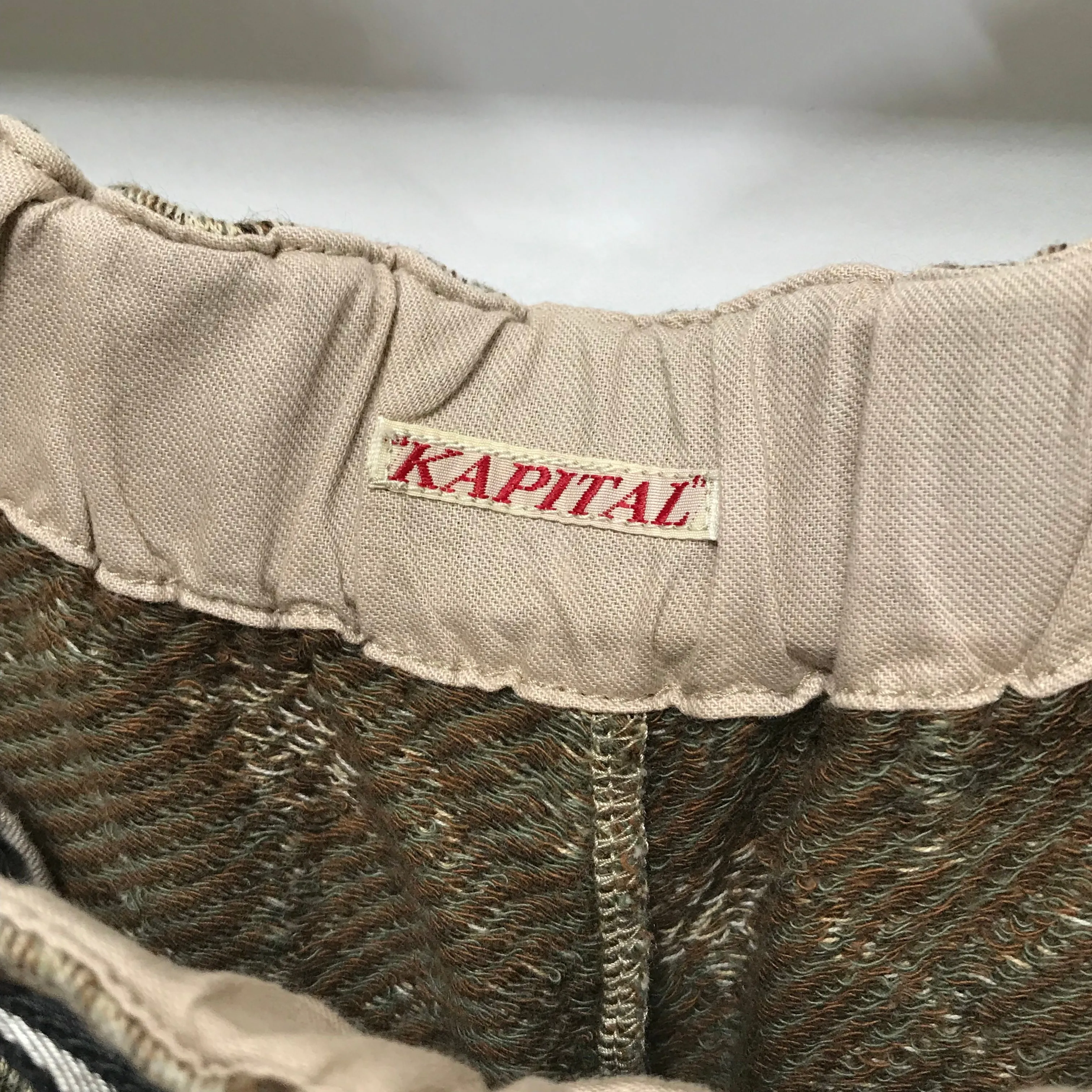 [1] Kapital Palm Tree Jacquard Belted Drop Crotch Shorts