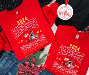 2024 Kansas City Division Champs RED Sweatshirt or Tshirt (FINAL SALE)