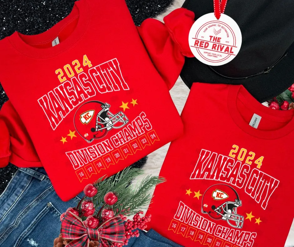 2024 Kansas City Division Champs RED Sweatshirt or Tshirt (FINAL SALE)