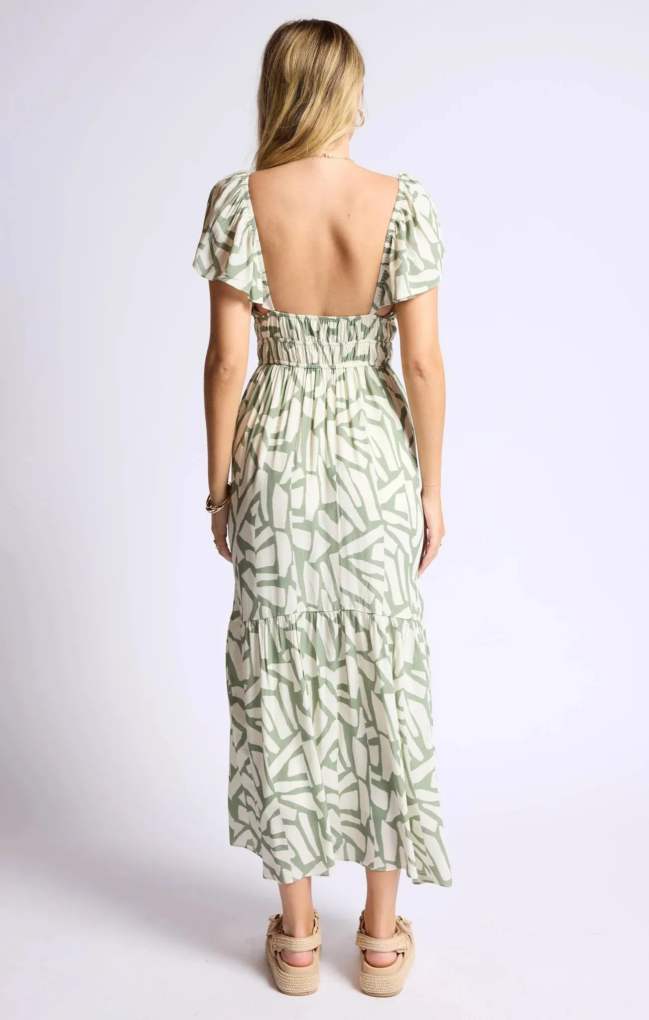 Al Fresco Ruffle Sleeve Maxi Dress