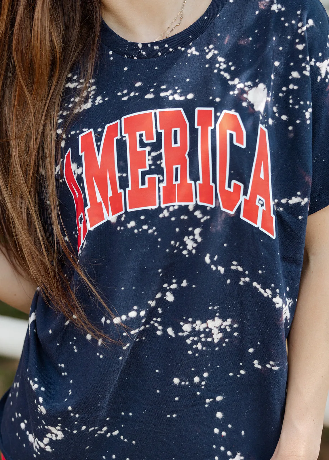 America Bleached Navy Tee