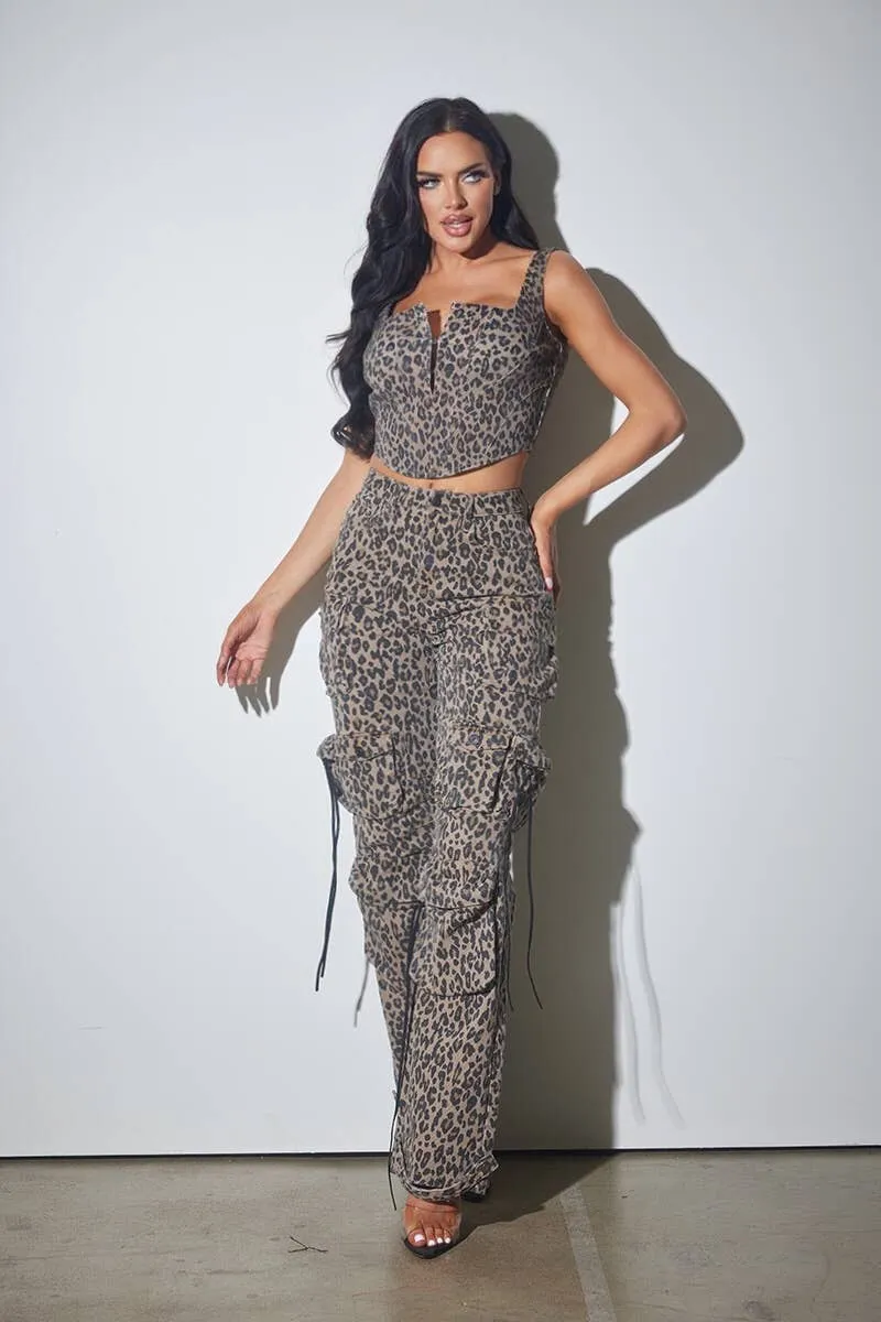 Animal Print Denim Corset