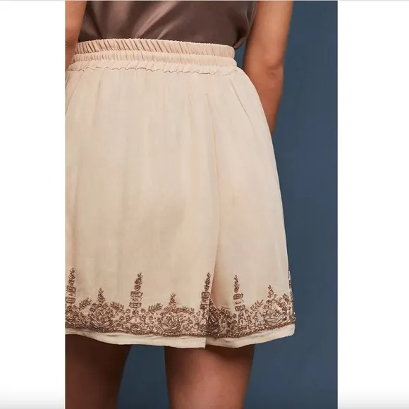 Anthropologie Maeve Cruise Embroidered Shorts