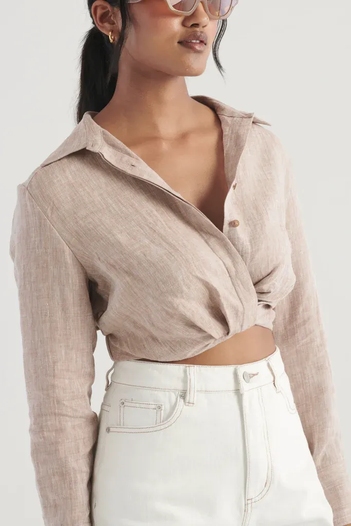 Antonella Top Tan Linen