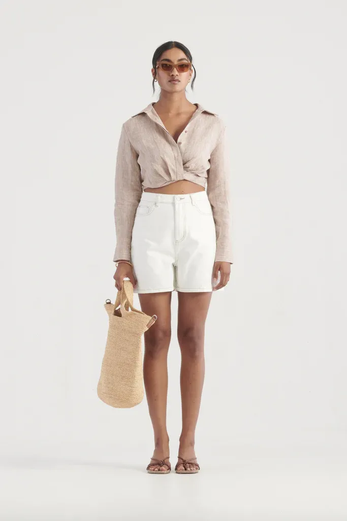Antonella Top Tan Linen