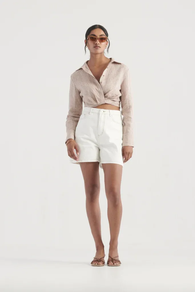 Antonella Top Tan Linen