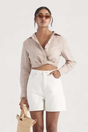 Antonella Top Tan Linen