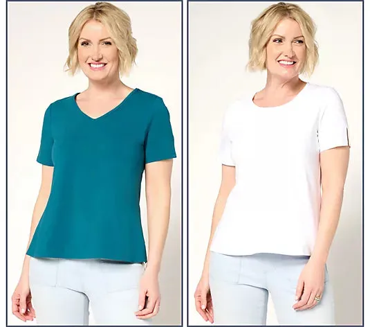 Attitudes by Renee Washed Cotton 2-Pack Tee Set