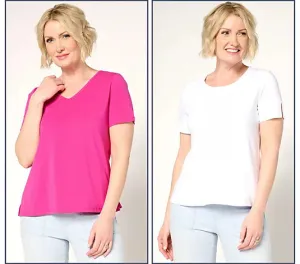 Attitudes by Renee Washed Cotton 2-Pack Tee Set