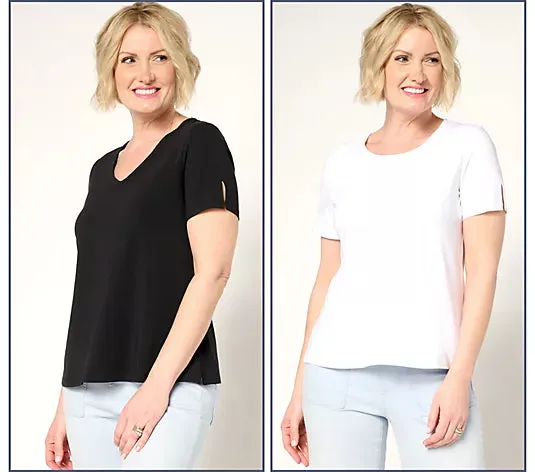 Attitudes by Renee Washed Cotton 2-Pack Tee Set