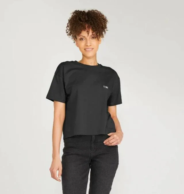 B-Relaxed Crop Organic T-shirt | Black