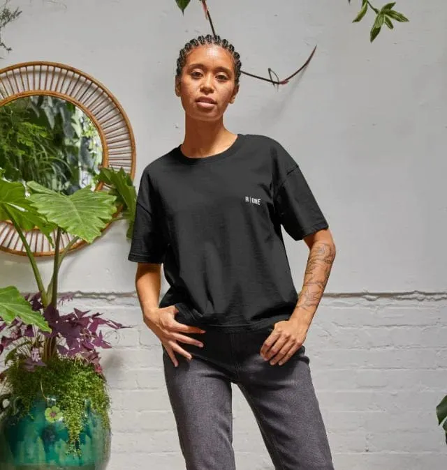B-Relaxed Crop Organic T-shirt | Black