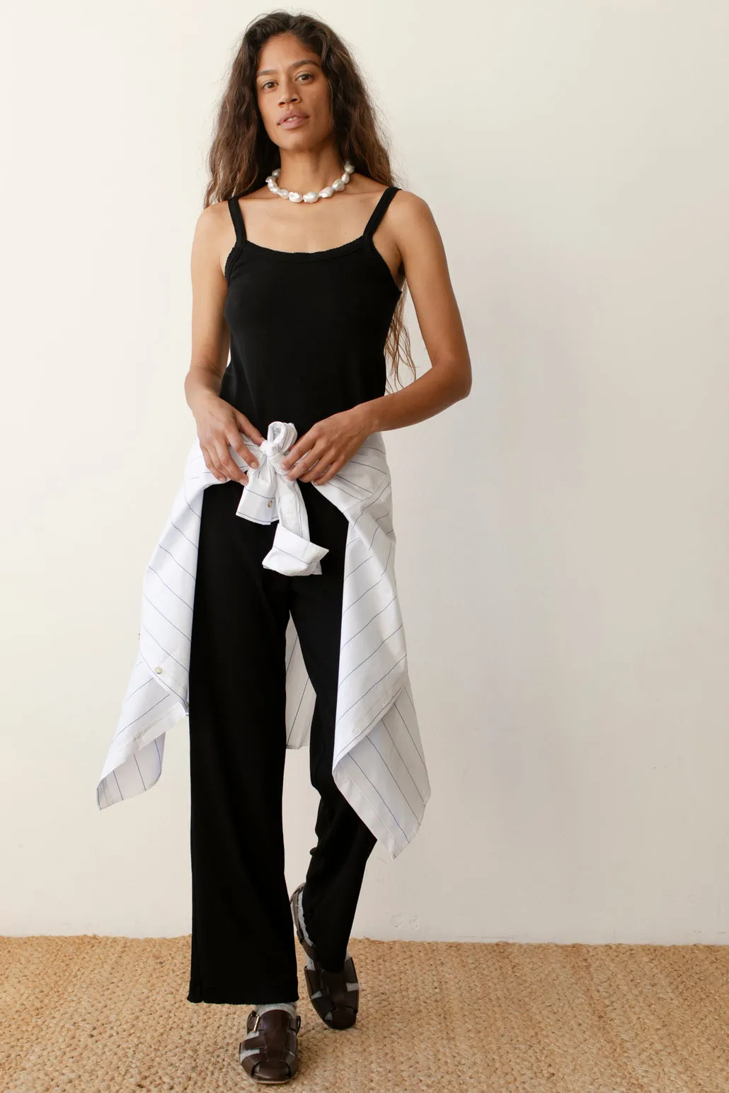 Baby Rib Scallop Pant in Jet