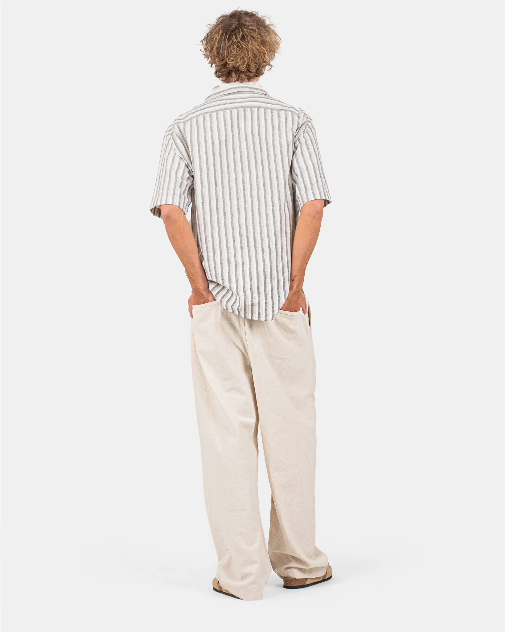Baggy Linen Pants Beige