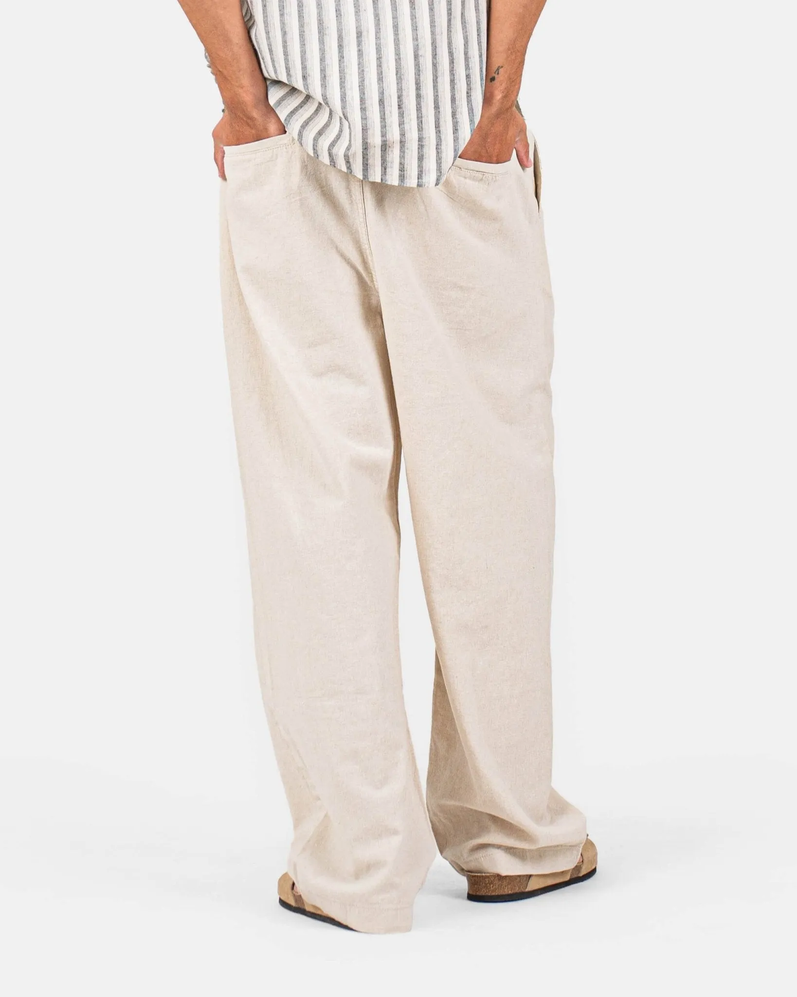 Baggy Linen Pants Beige