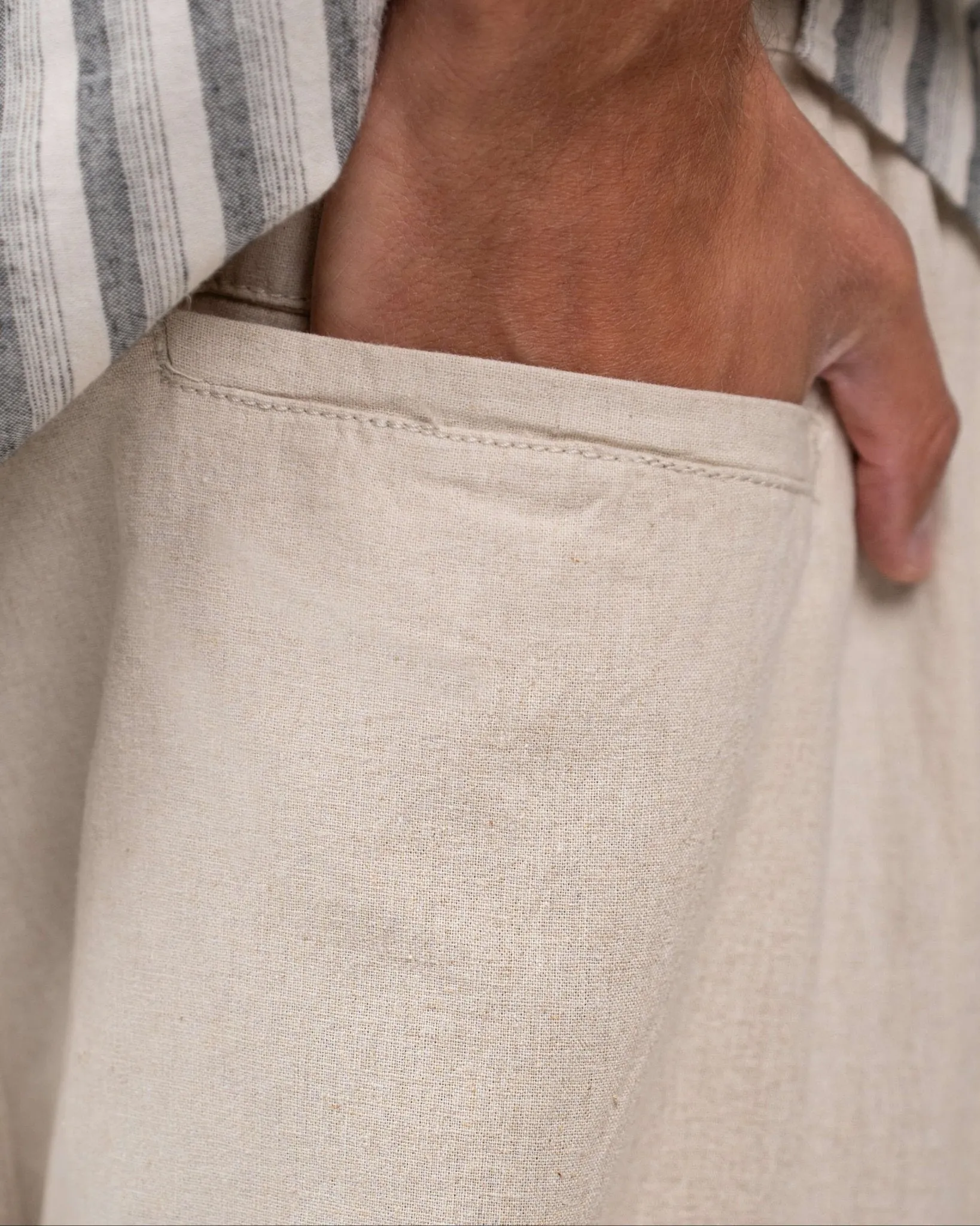 Baggy Linen Pants Beige