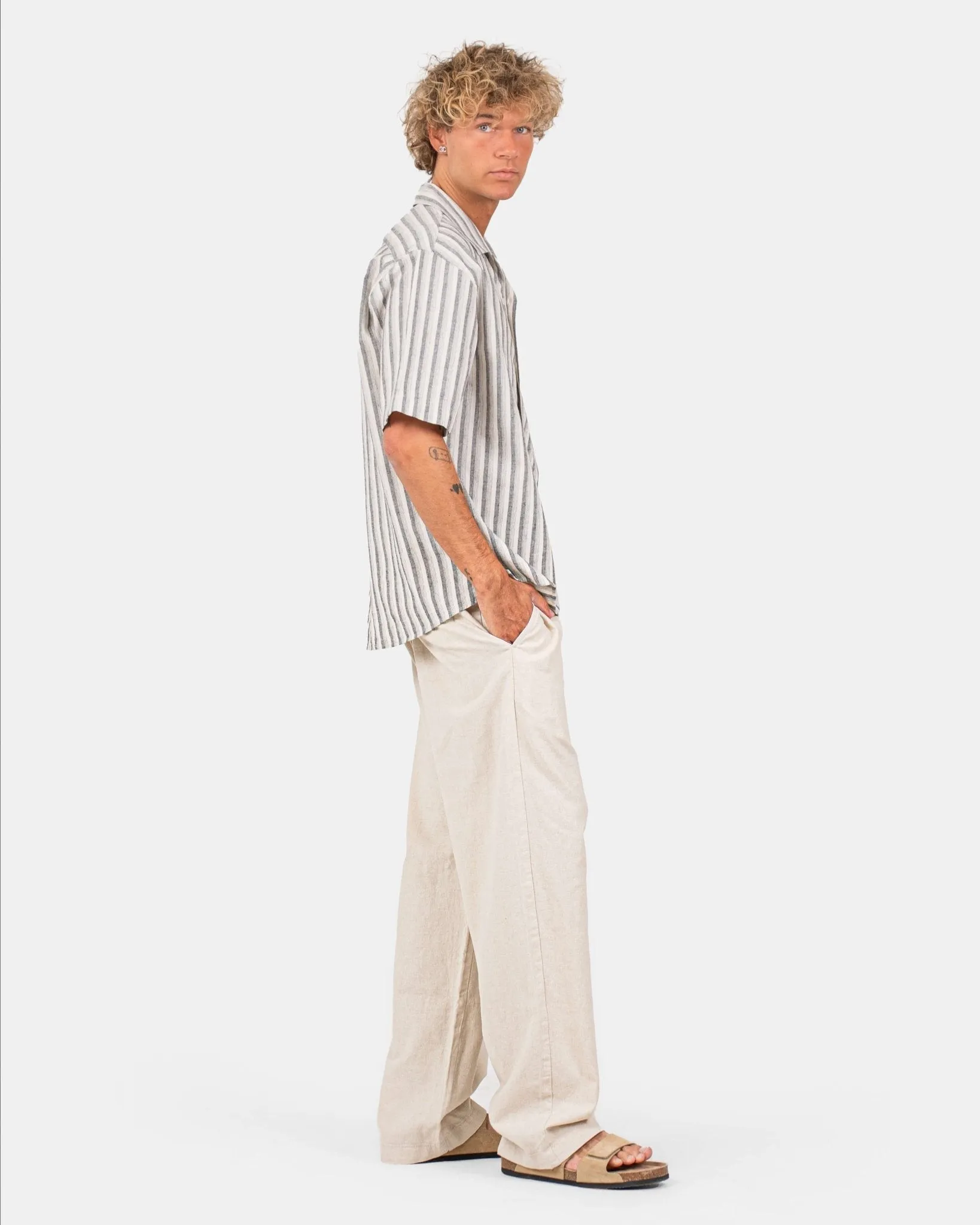 Baggy Linen Pants Beige
