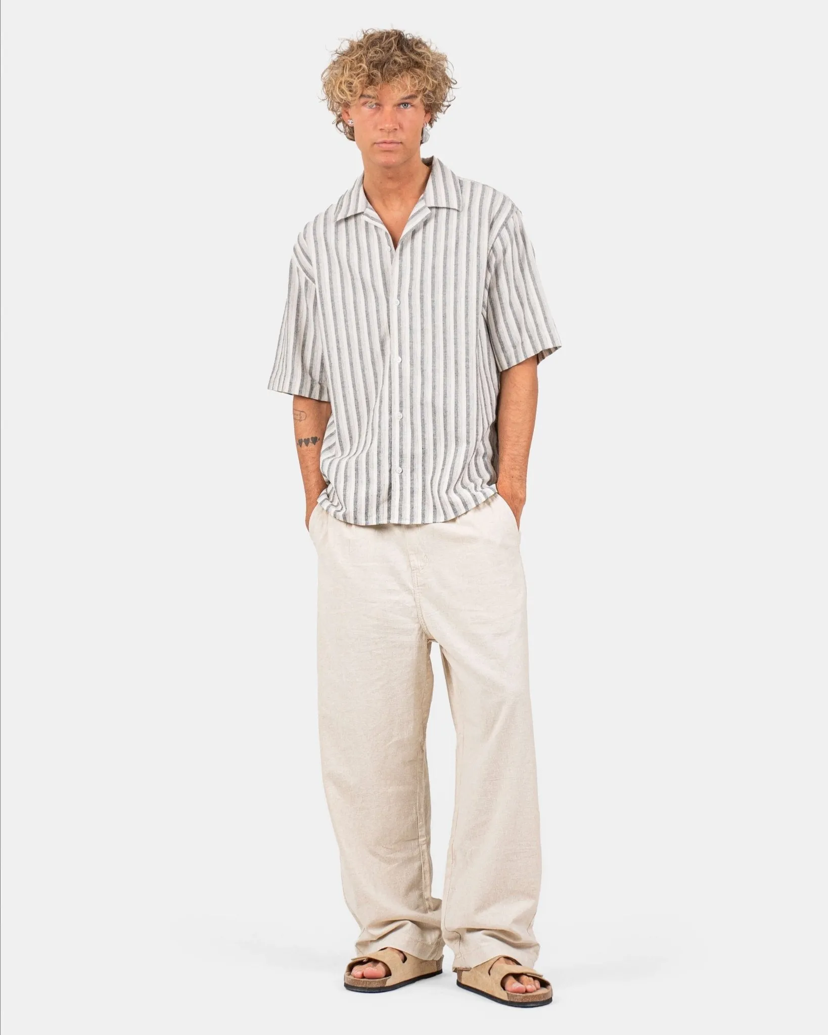 Baggy Linen Pants Beige