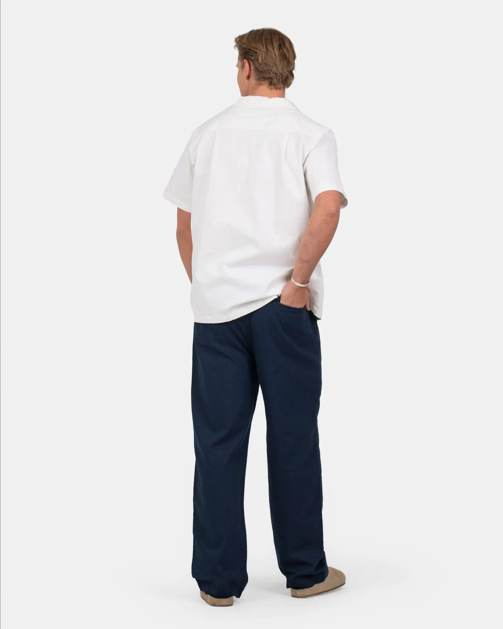 Baggy Linen Pants Navy