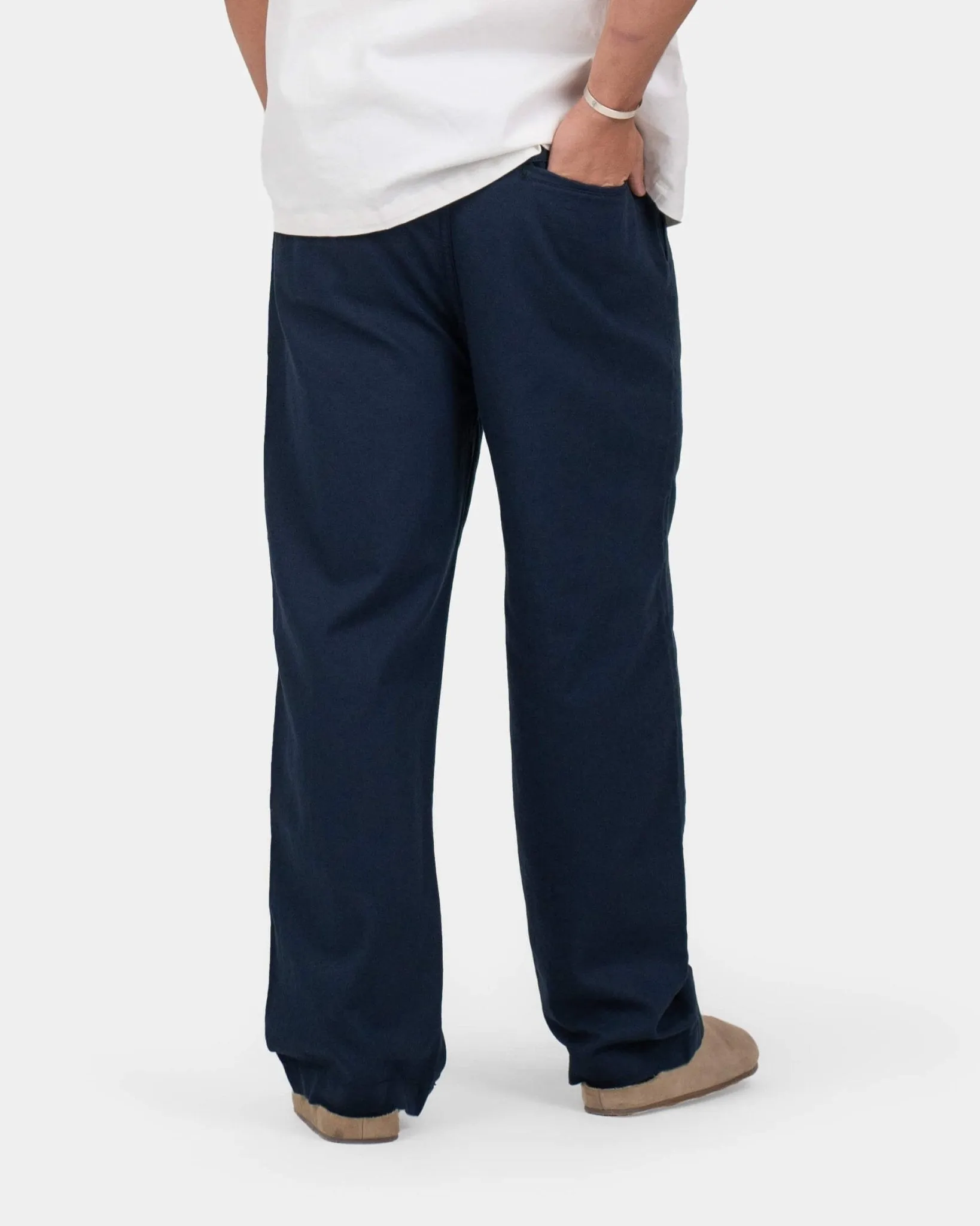 Baggy Linen Pants Navy