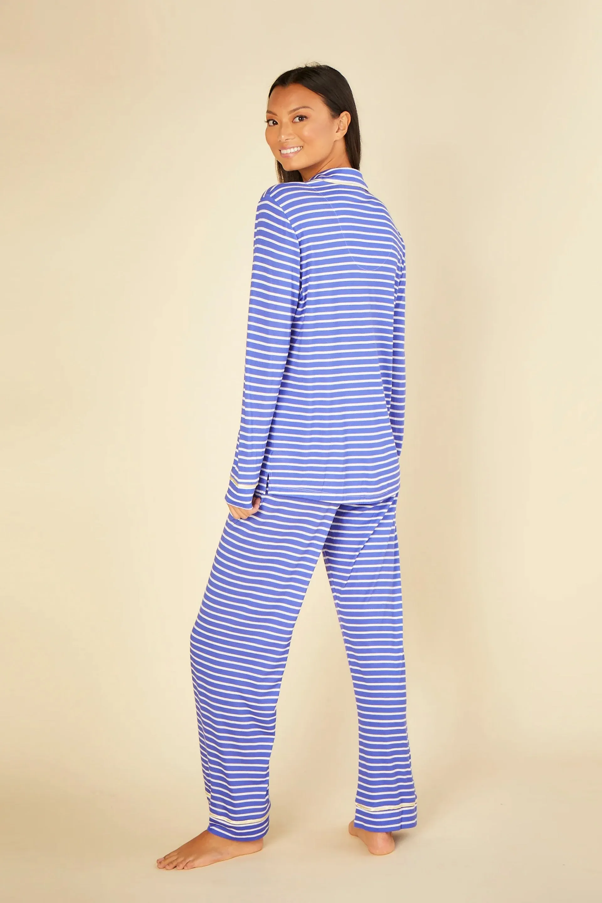 Bella Printed Printed Long Sleeve Pajama Set Mare Stripe/Limone