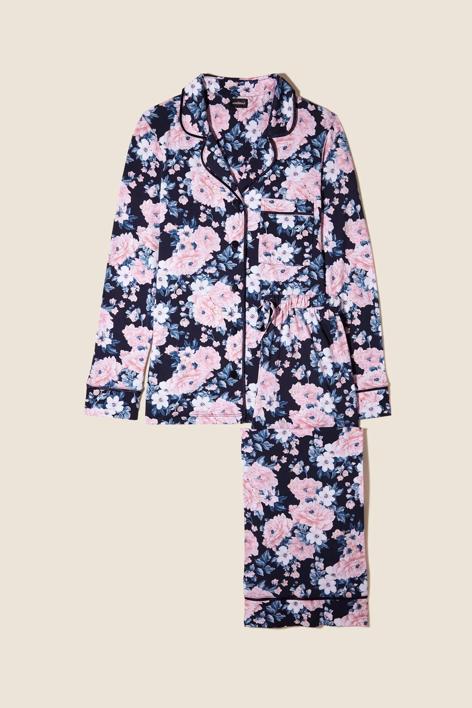 Bella Printed Printed Long Sleeve Top & Pant Pajama Set