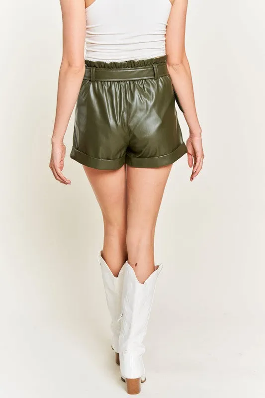 Belted Faux Leather Short
