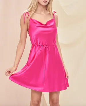 Belted Mini Slip Dress