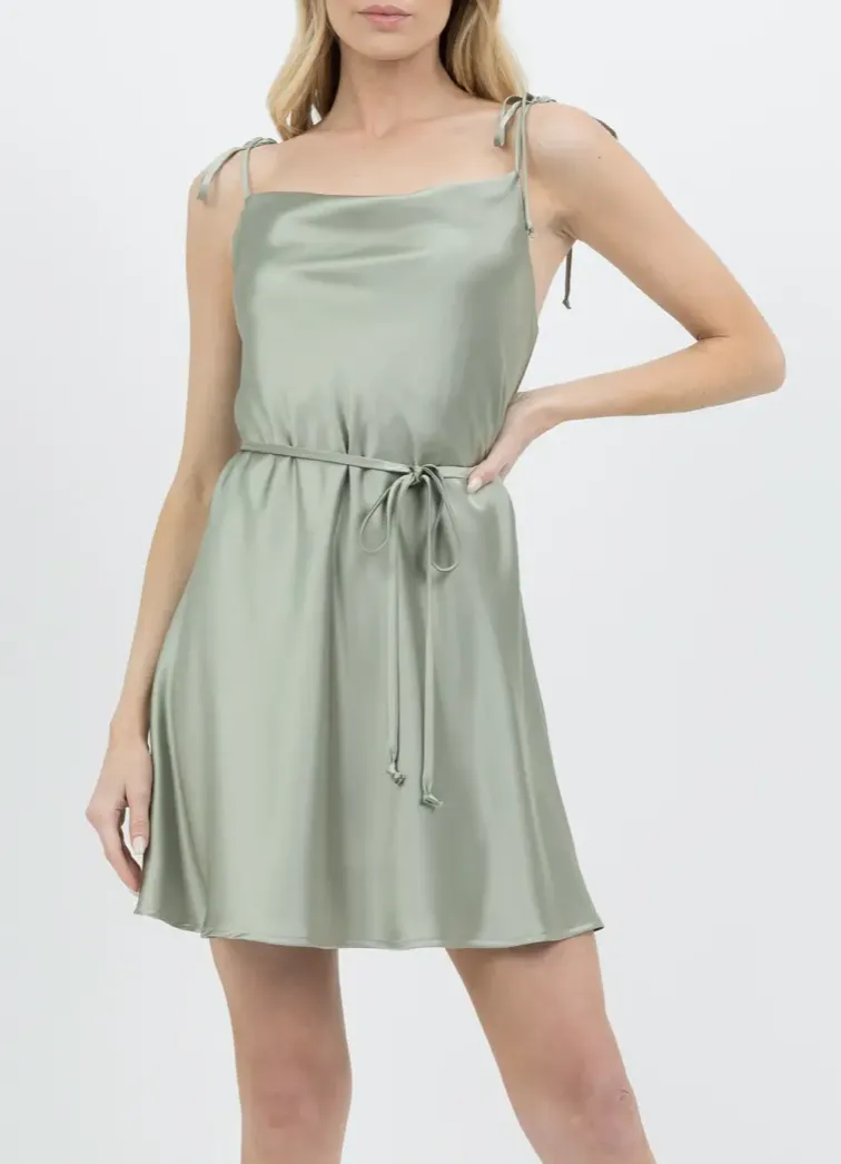 Belted Mini Slip Dress