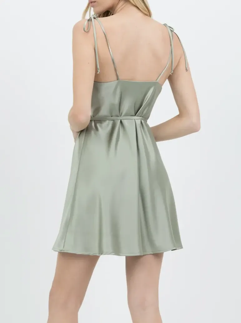 Belted Mini Slip Dress