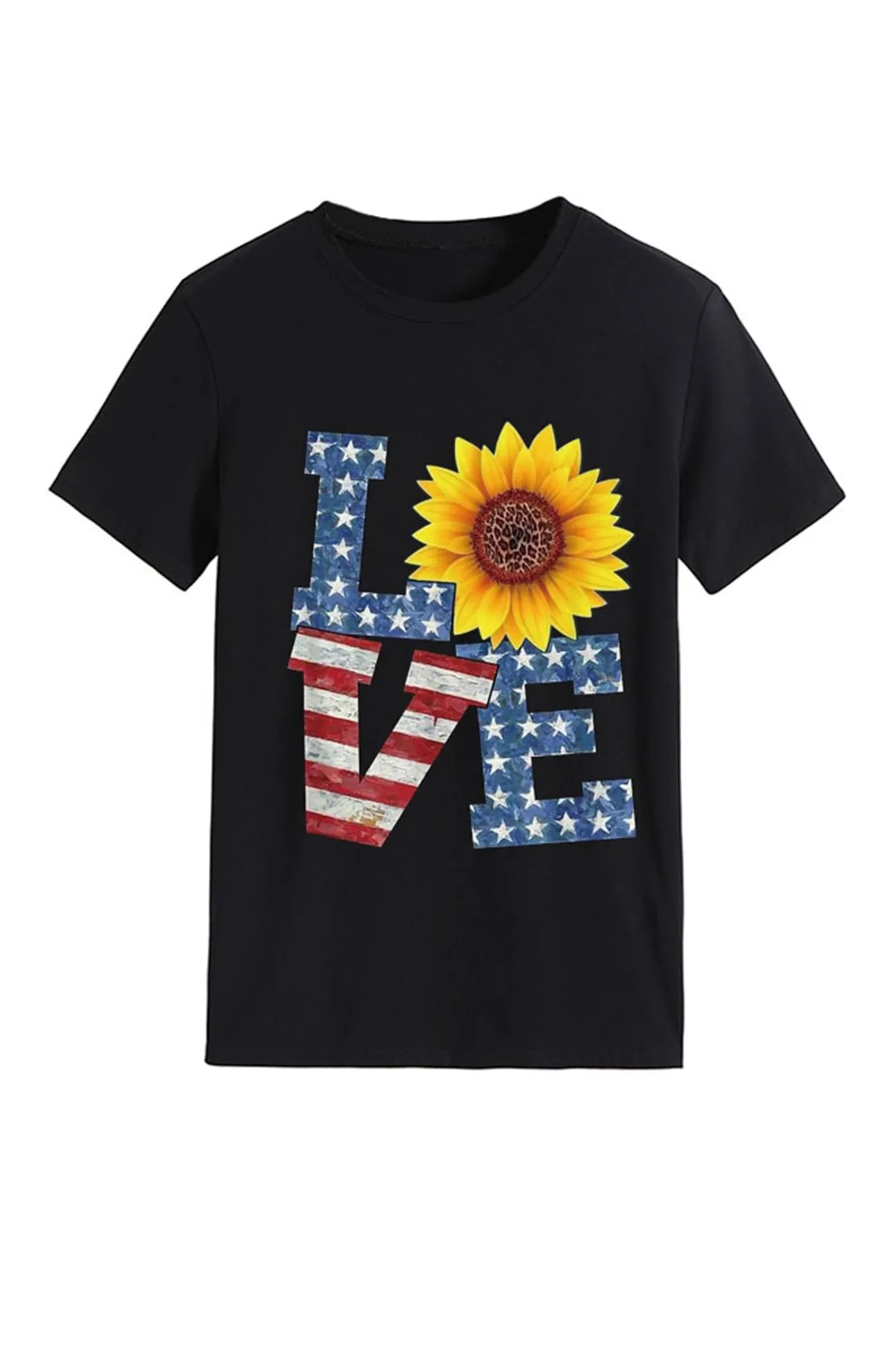 BerryBetty - Sunflowers Pentagram Letter Print T-shirt