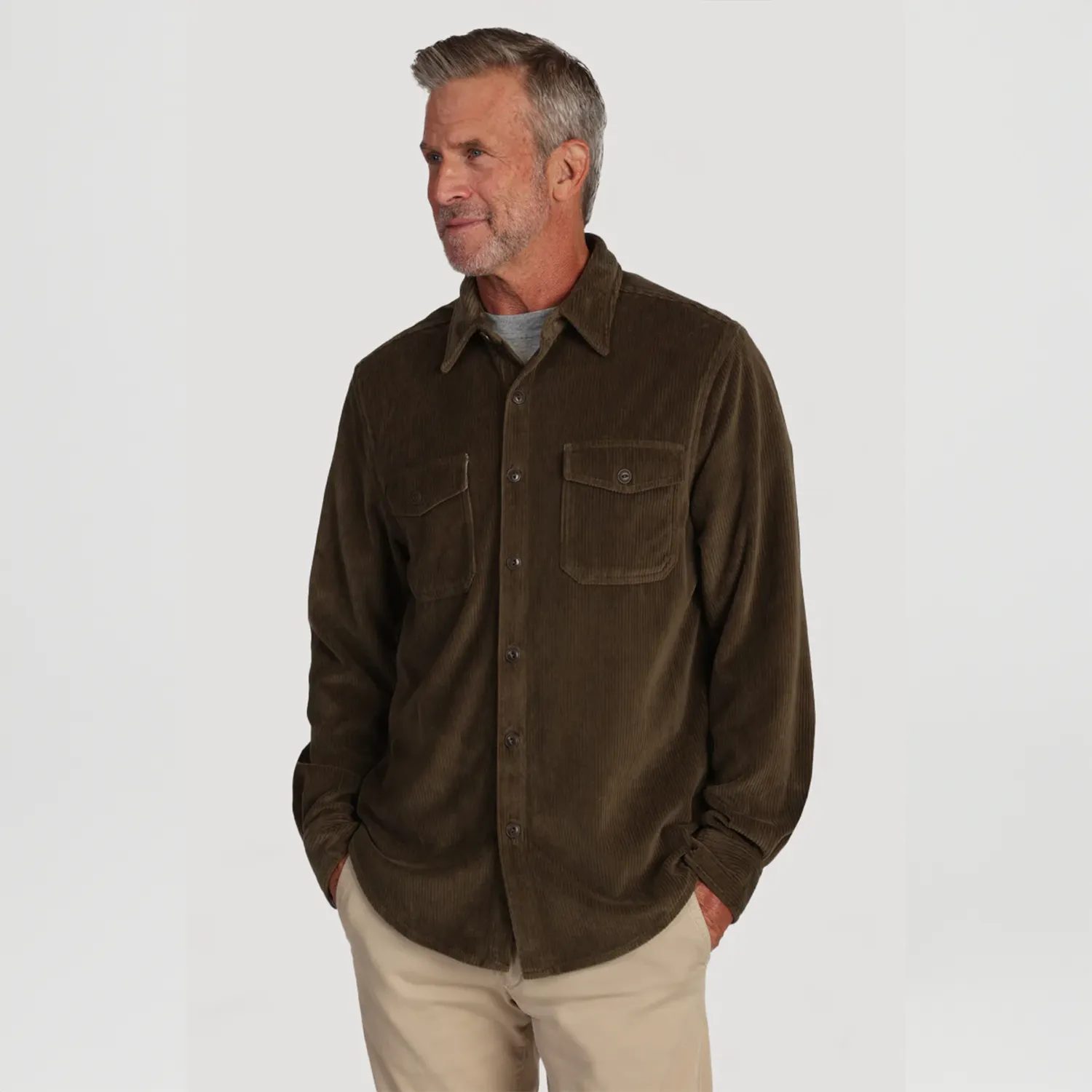 Best Stretch Cord L/S 2 Pocket Shirt w/Contrast Chambray