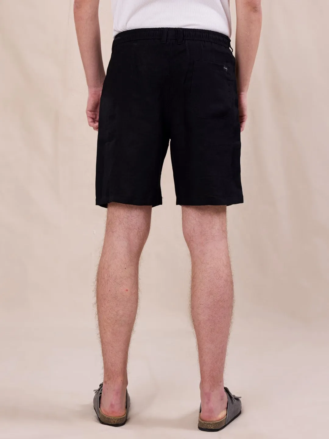 Black Cotton Plain Shorts