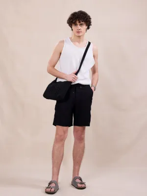 Black Cotton Plain Shorts