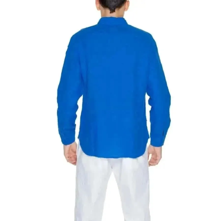 Blauer Men's Blue Linen Shirt for Spring and Summer