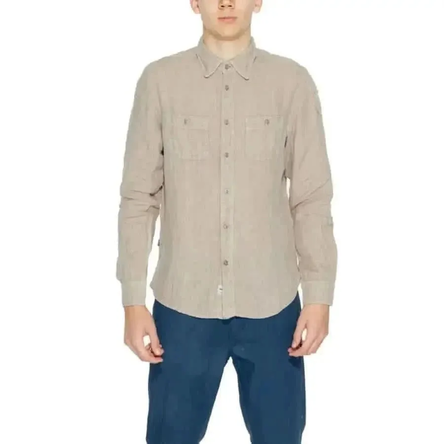 Blauer Men's Blue Linen Shirt for Spring and Summer