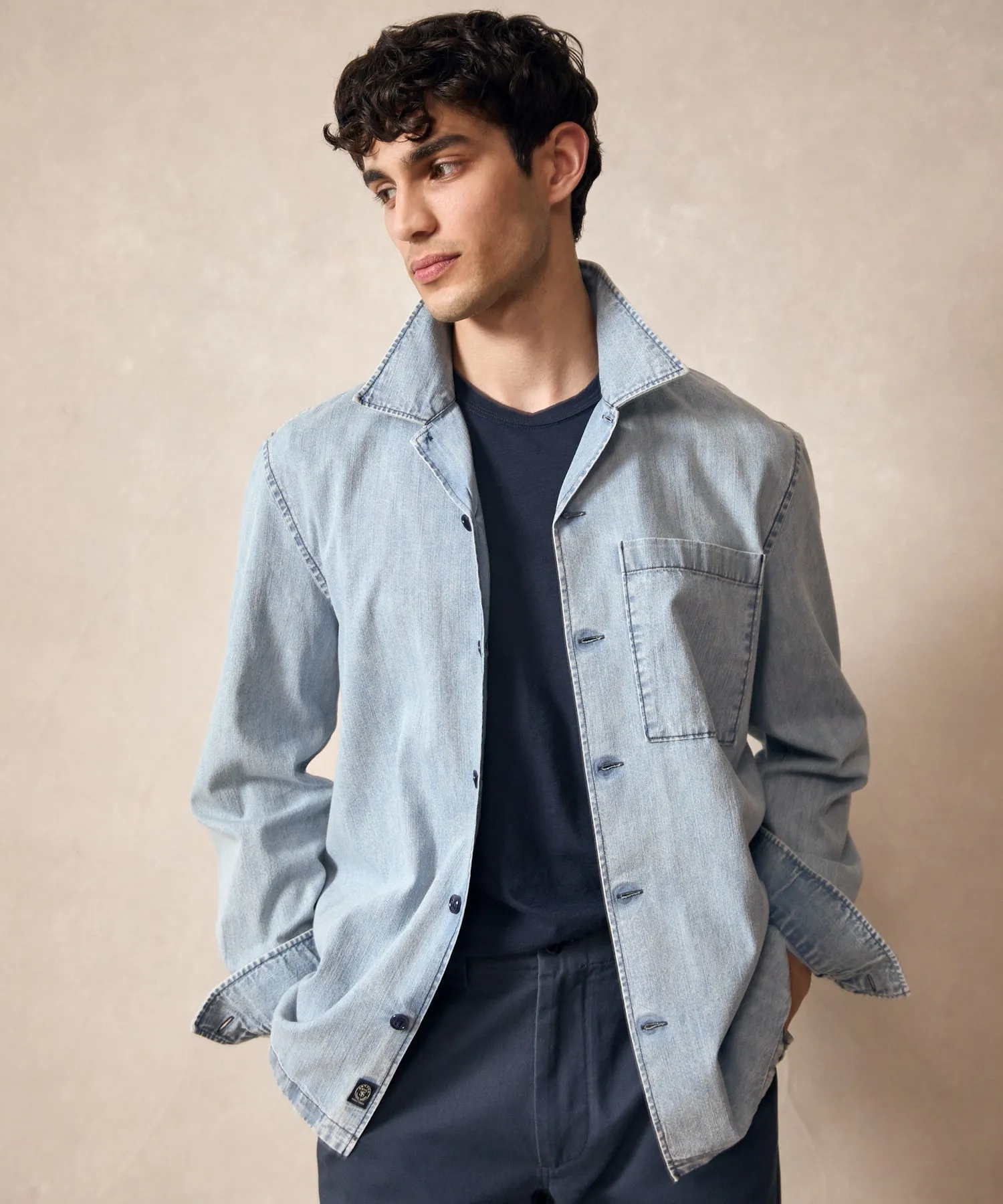 Bleachout Denim Deck Shirt in Light Indigo