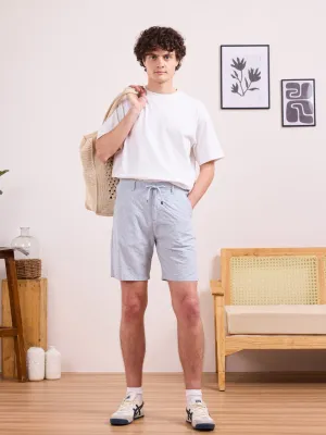 Blue Cotton Plain Shorts