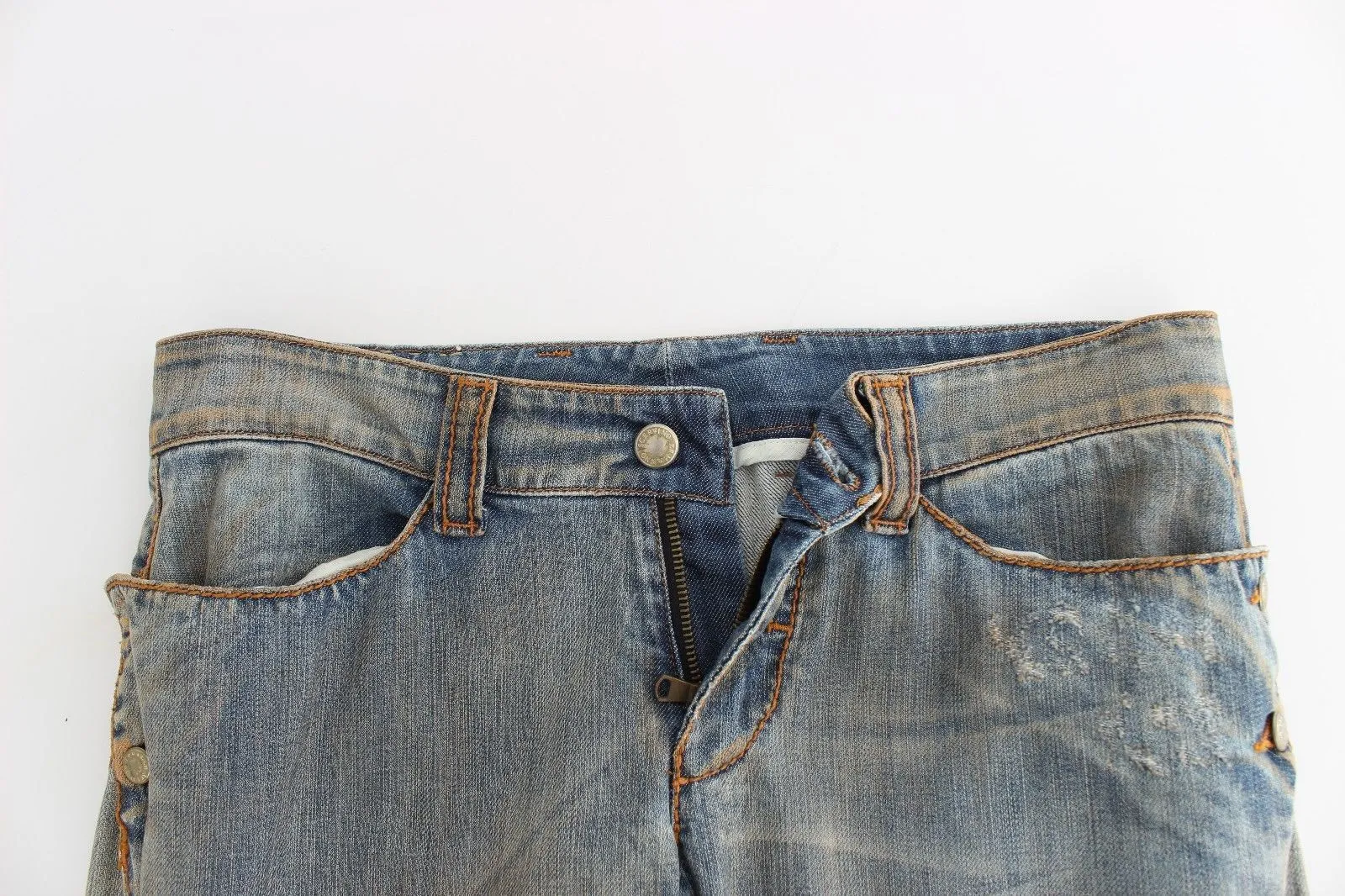 Blue Cropped Jeans Denim Pants Branded Capri