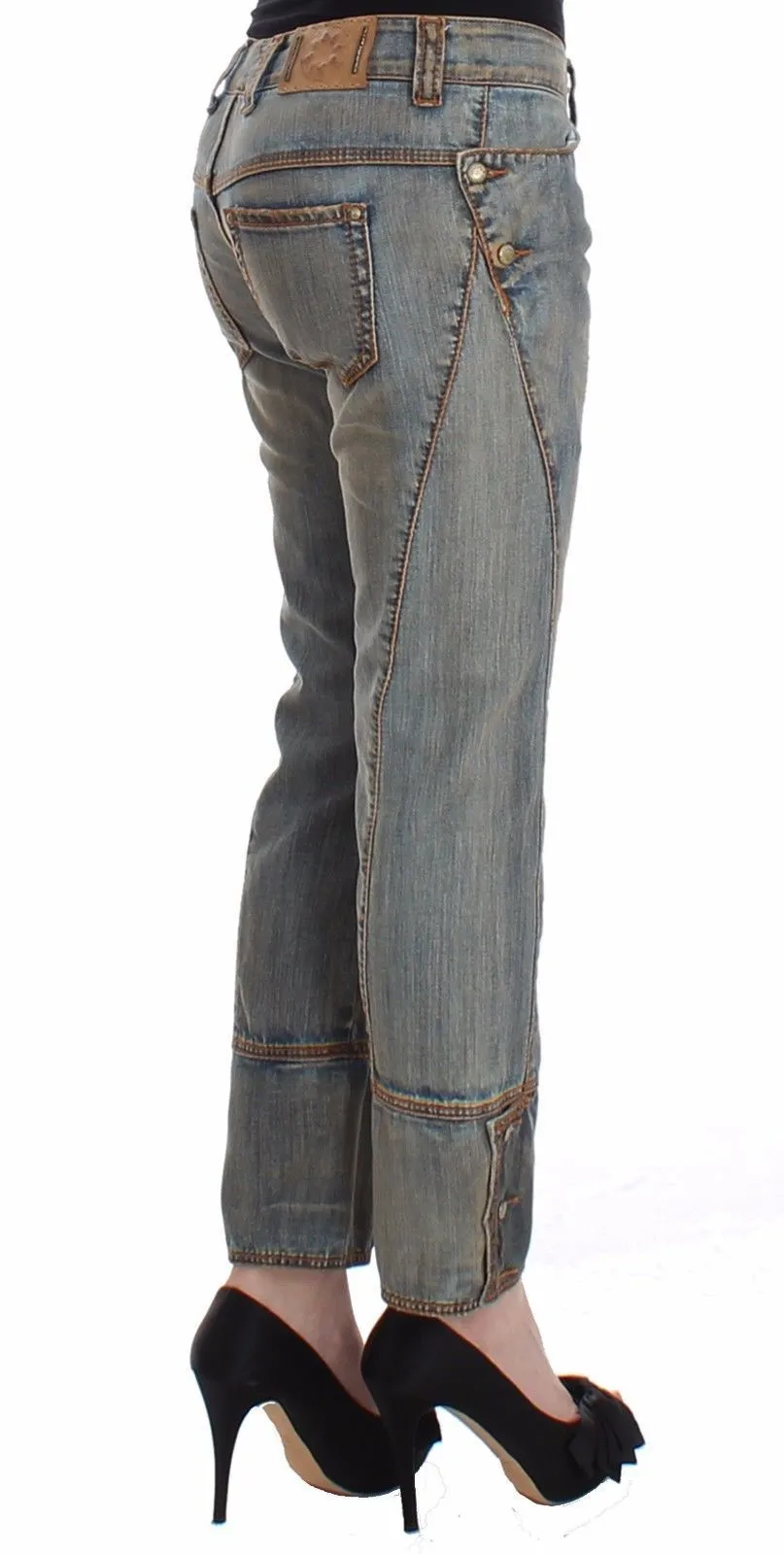 Blue Cropped Jeans Denim Pants Branded Capri