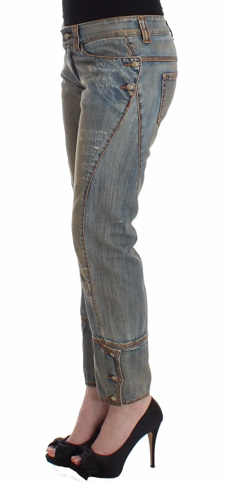 Blue Cropped Jeans Denim Pants Branded Capri