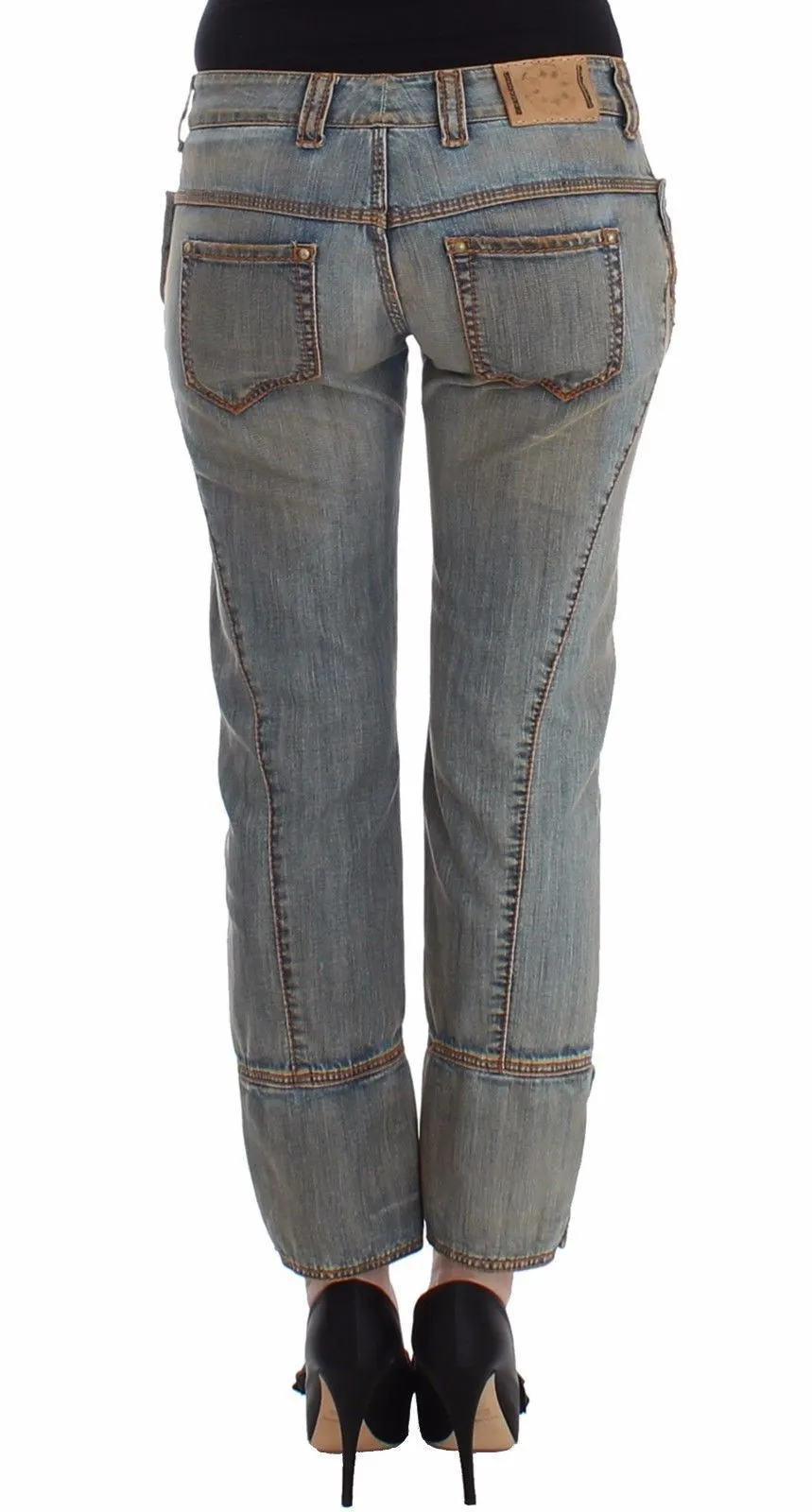 Blue Cropped Jeans Denim Pants Branded Capri