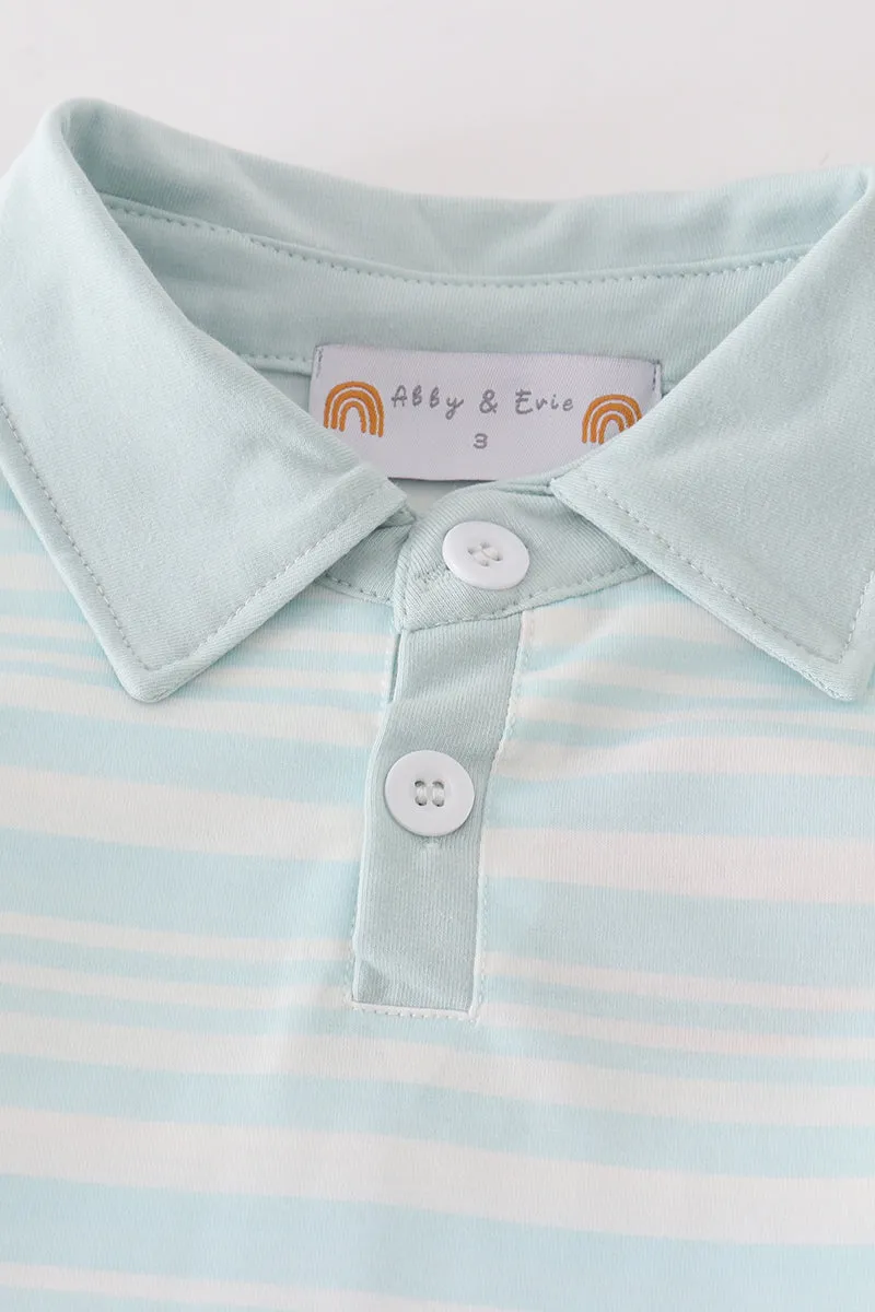 Blue Stripe Ruffle Boy Pants Set