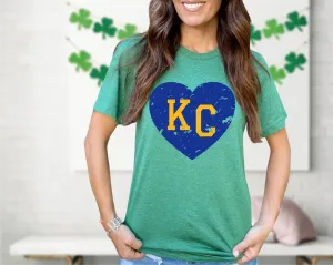 Blue/Gold KC Distressed Heart