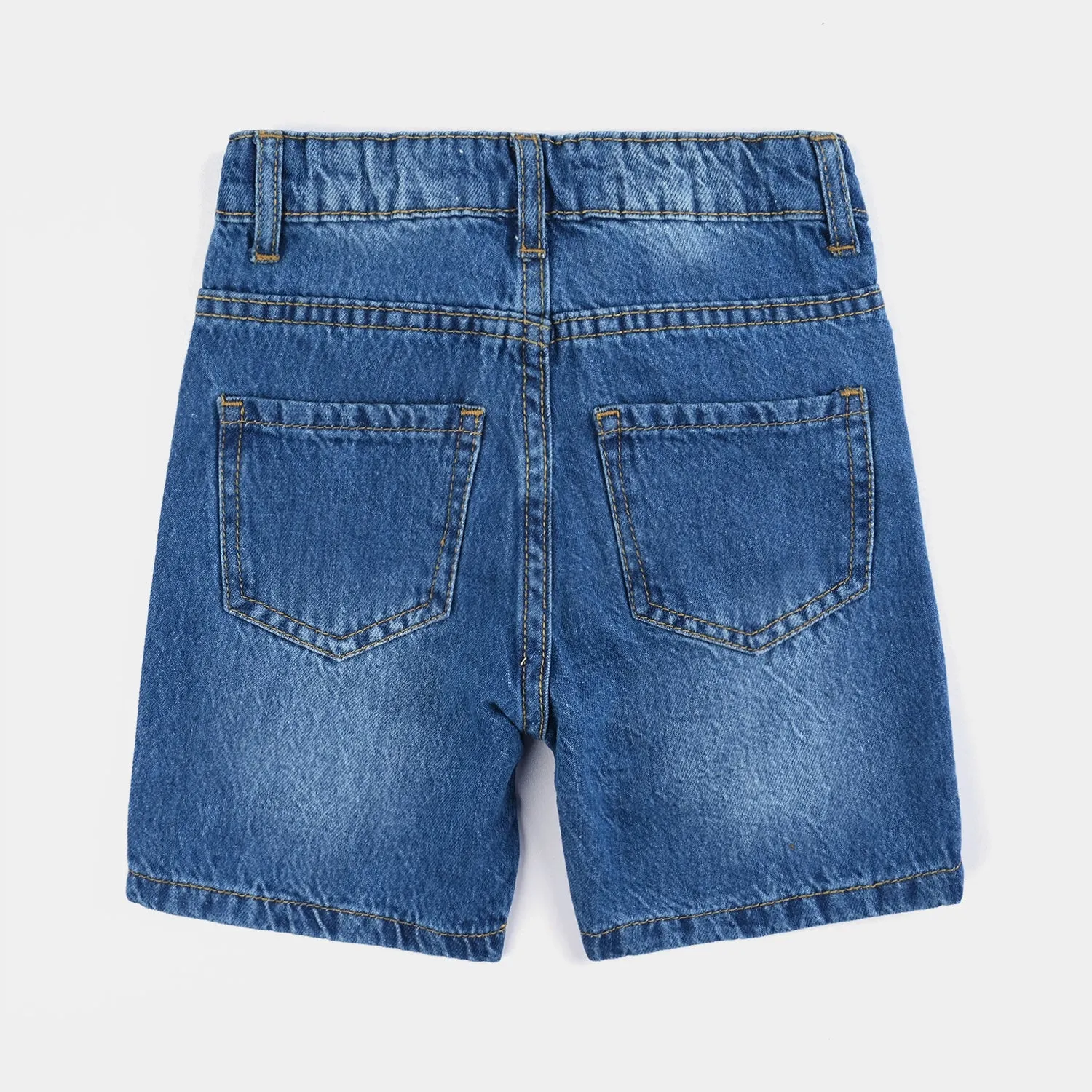 Boys Denim Stretch Short Tricks-Mid Blue