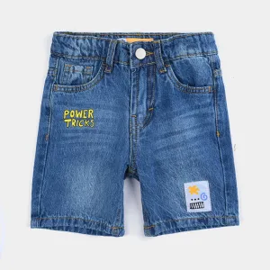 Boys Denim Stretch Short Tricks-Mid Blue