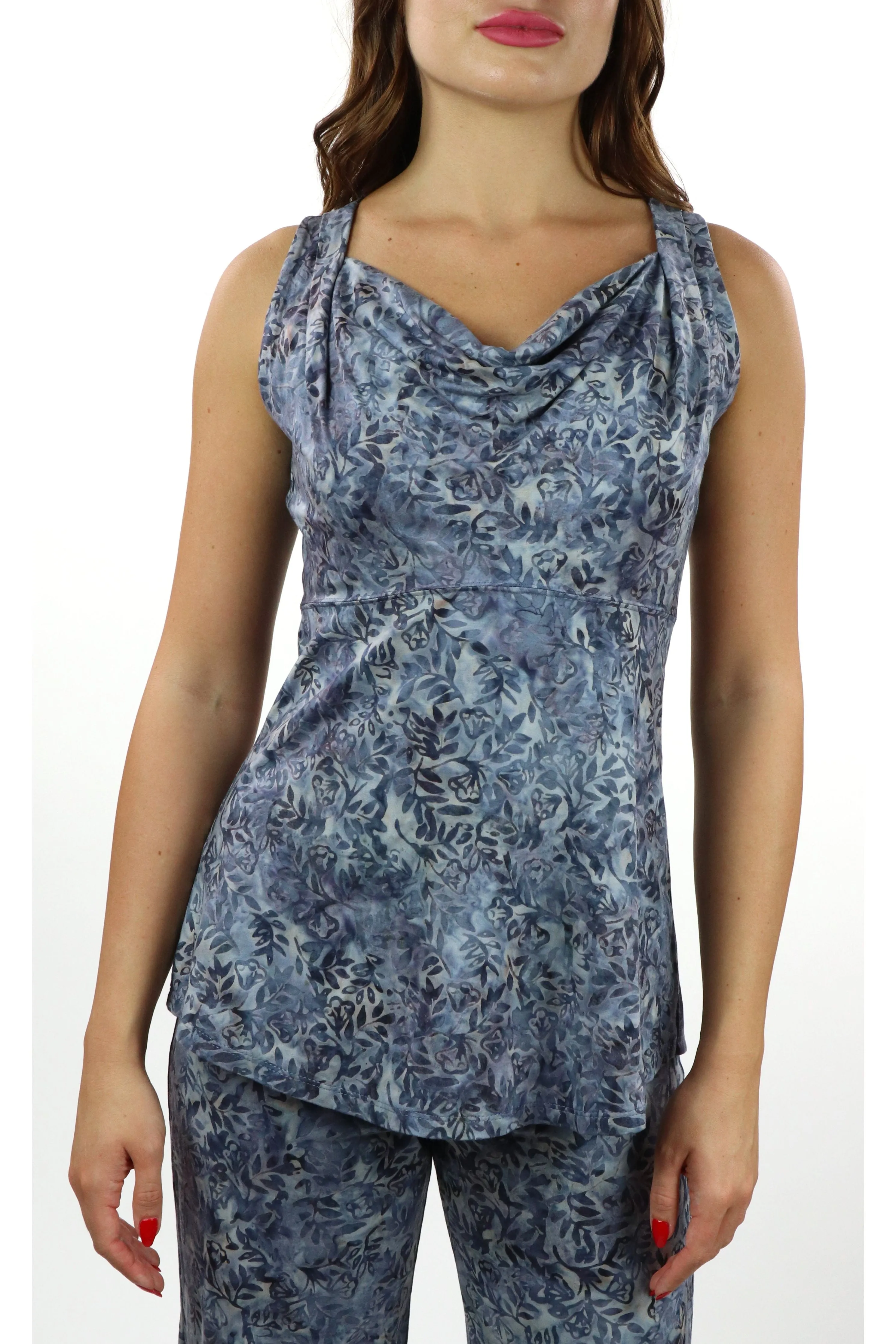 BROOK Batik Cowll Neck Sleeveless Top