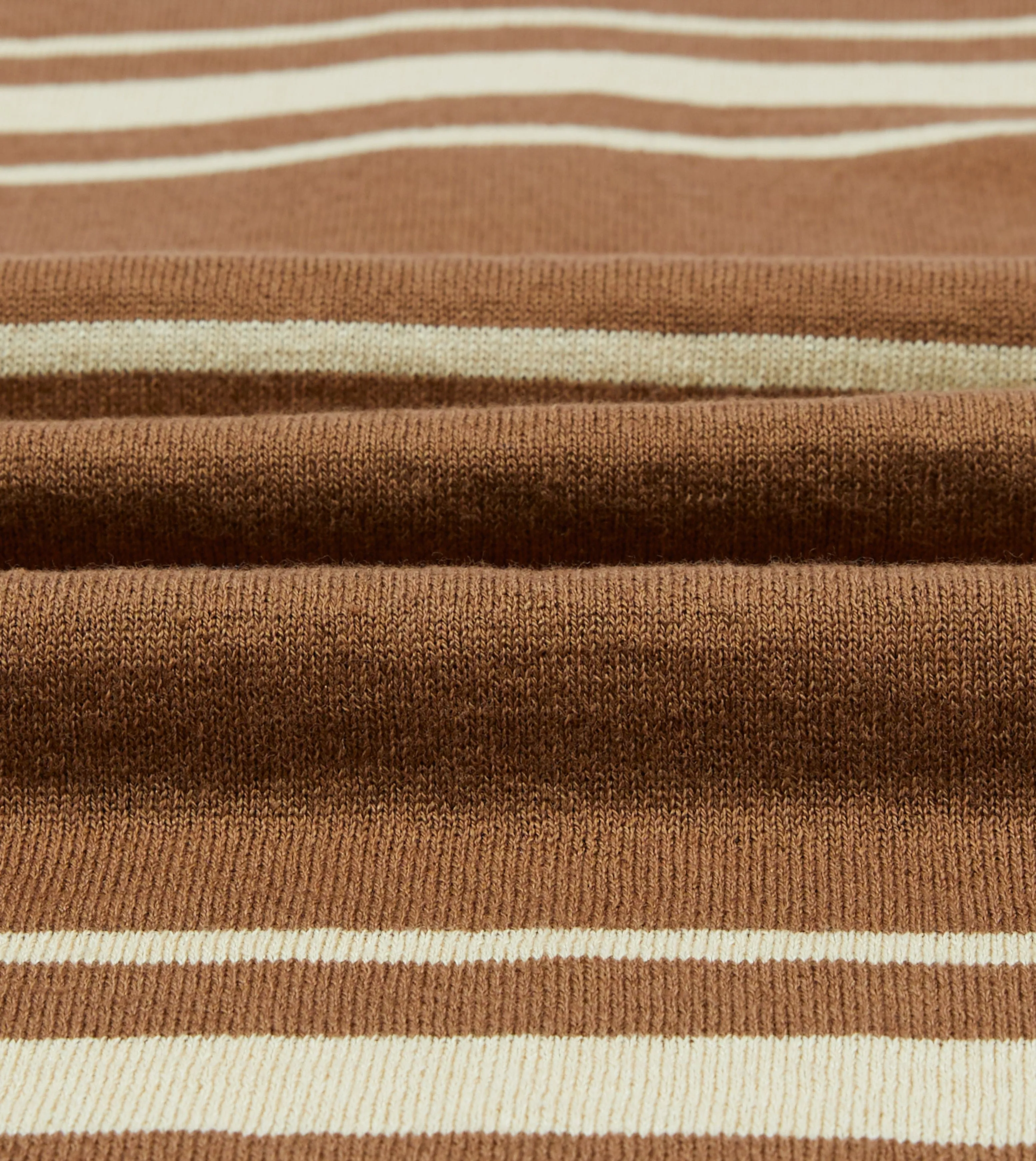 Brown and Ecru Linen Cotton Knitted Rugby Shirt