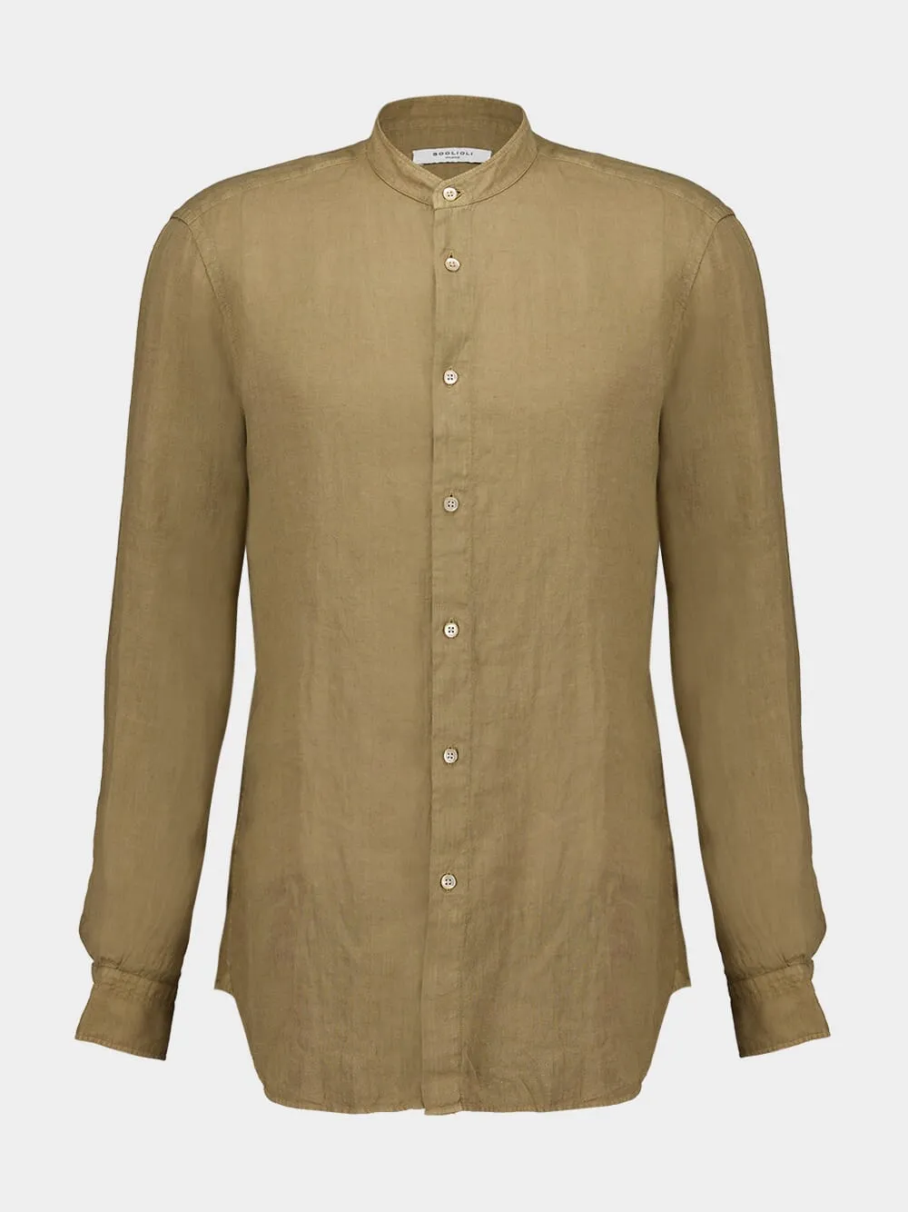 Brown Garment-dyed Linen Shirt